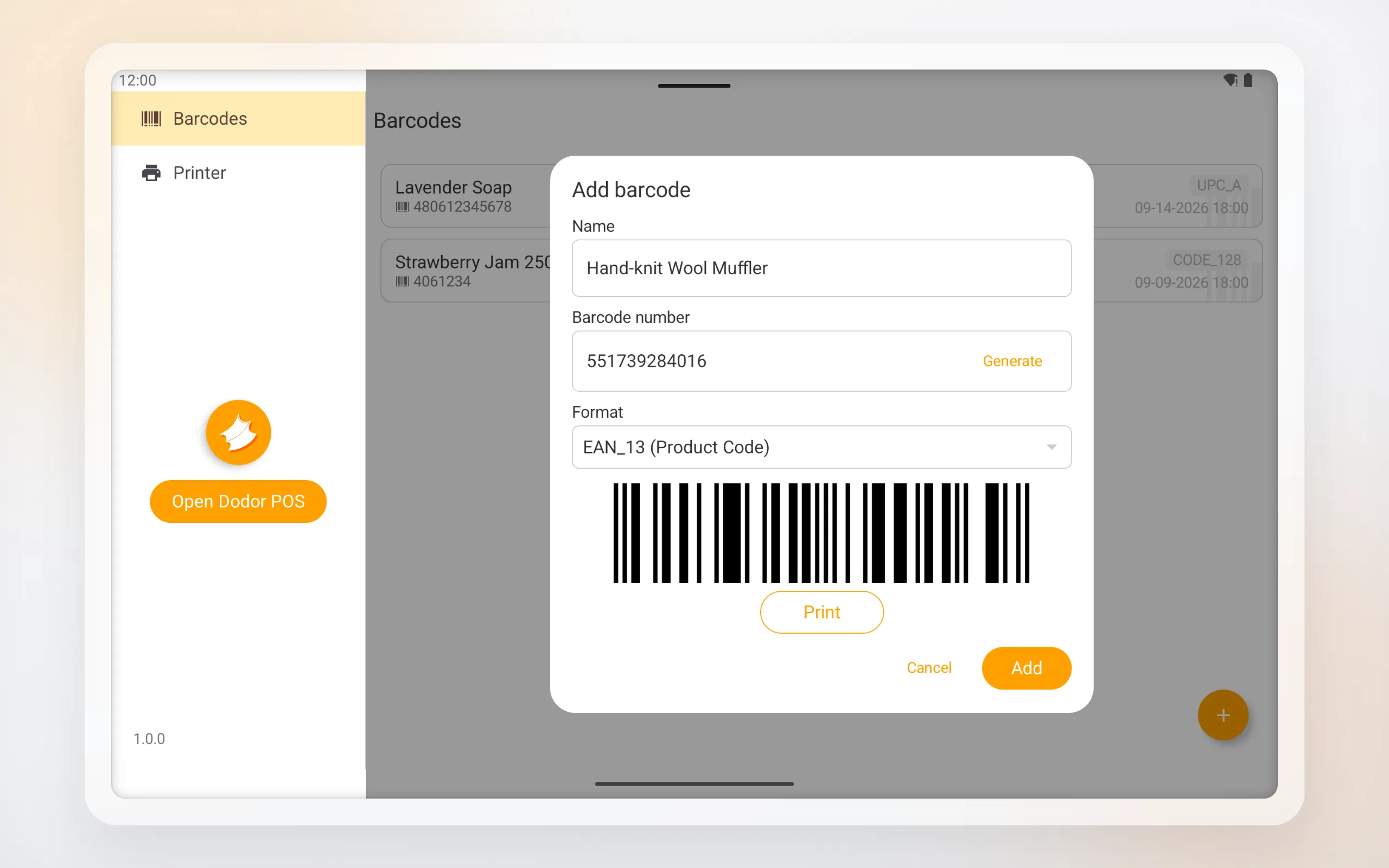 Dodor Barcode tablet